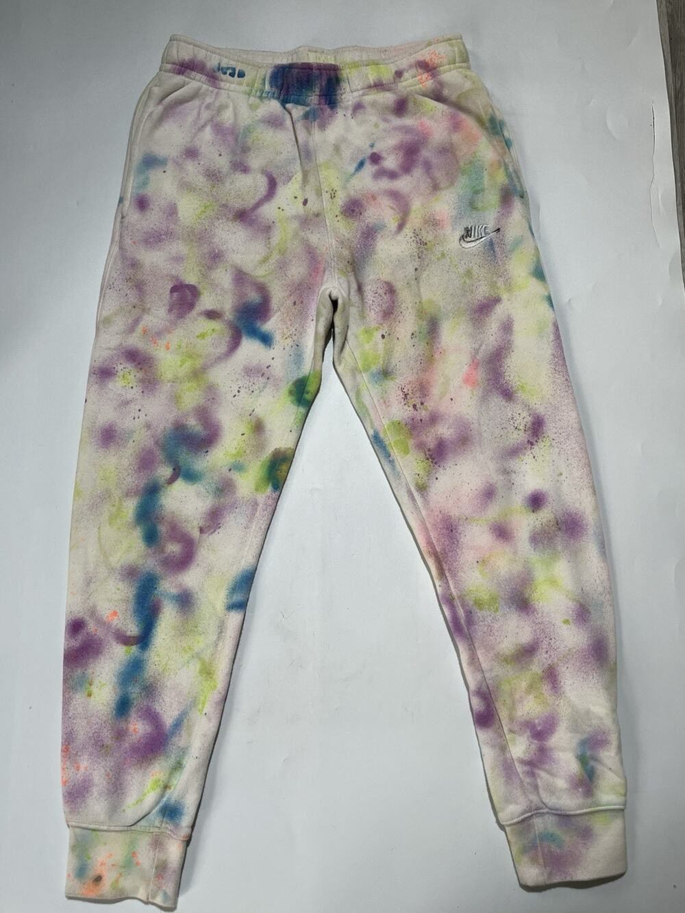 Nike Tie-dye Joggers Fleece Sweatpants Size Small Purple Green Splattered Paint